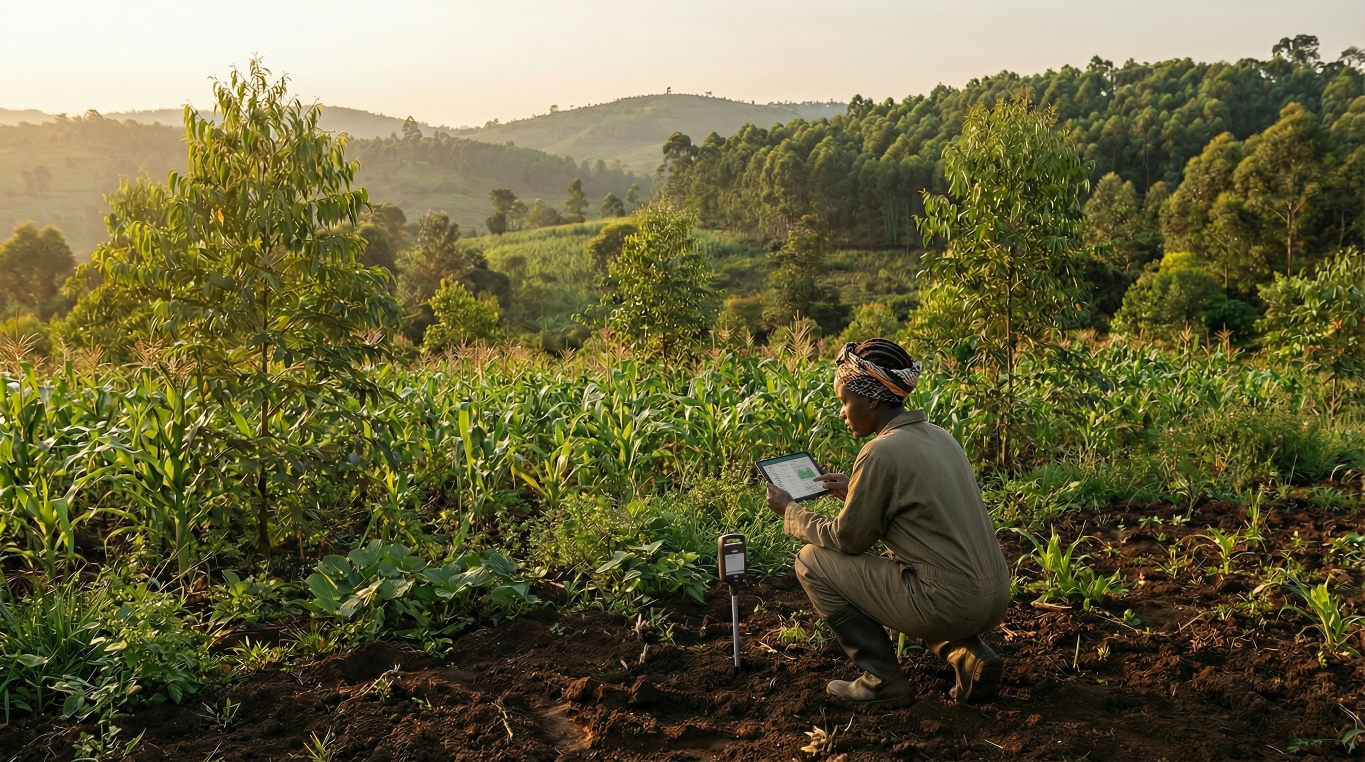 Female farmer in Uganda field